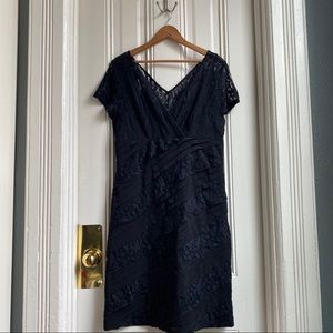 Dress Barn Collection Black Lace Pleated Dress